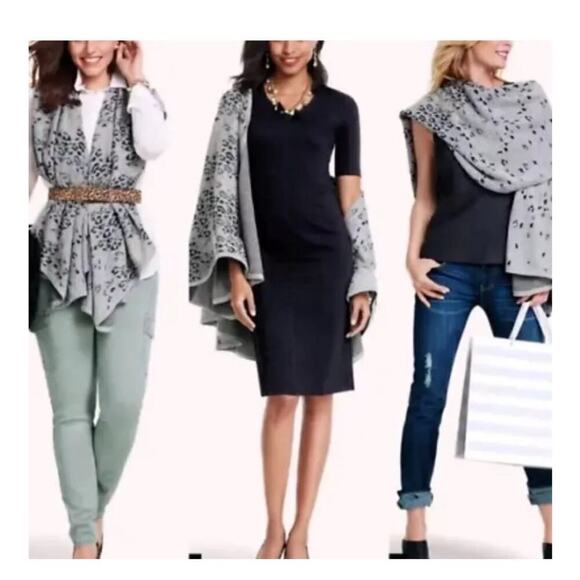 Cabi Gigi Cape Cardigan Sweater Animal Print Wrap OS - Picture 8 of 8